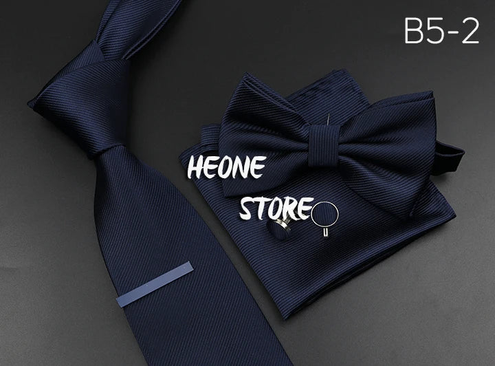 Men's Silk Tie, Bowtie Set Solid Color