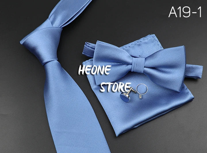Men's Silk Tie, Bowtie Set Solid Color