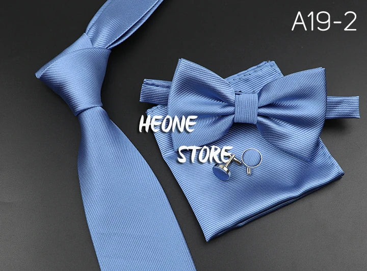 Men's Silk Tie, Bowtie Set Solid Color
