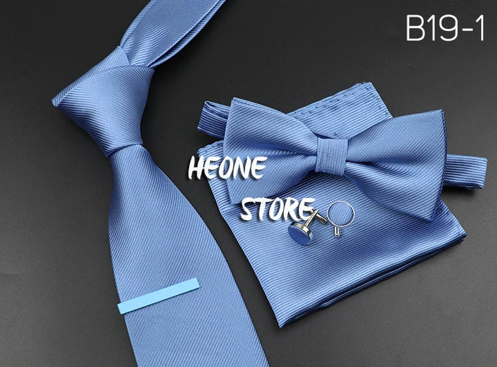 Men's Silk Tie, Bowtie Set Solid Color