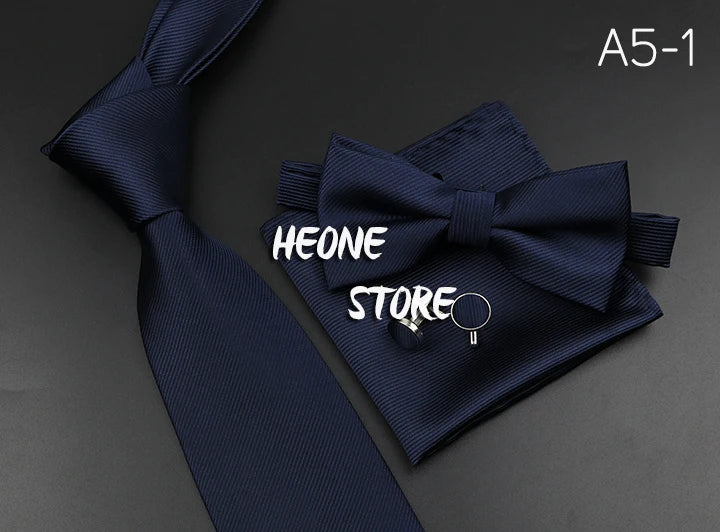 Men's Silk Tie, Bowtie Set Solid Color