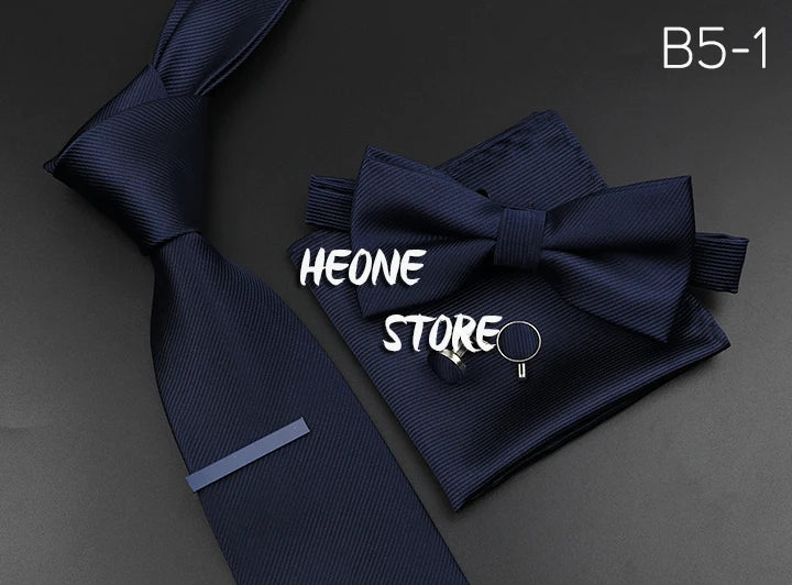 Men's Silk Tie, Bowtie Set Solid Color