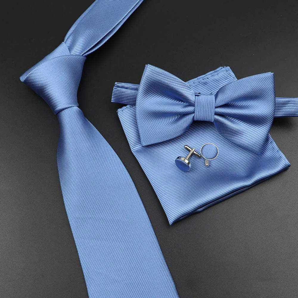Men's Silk Tie, Bowtie Set Solid Color