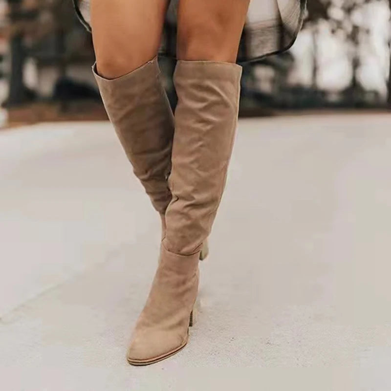 Taupe Suede Tall Boots