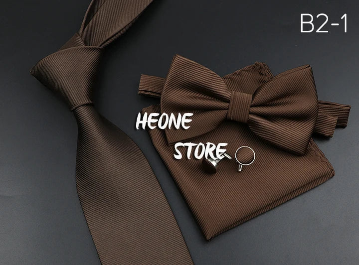 Men's Silk Tie, Bowtie Set Solid Color