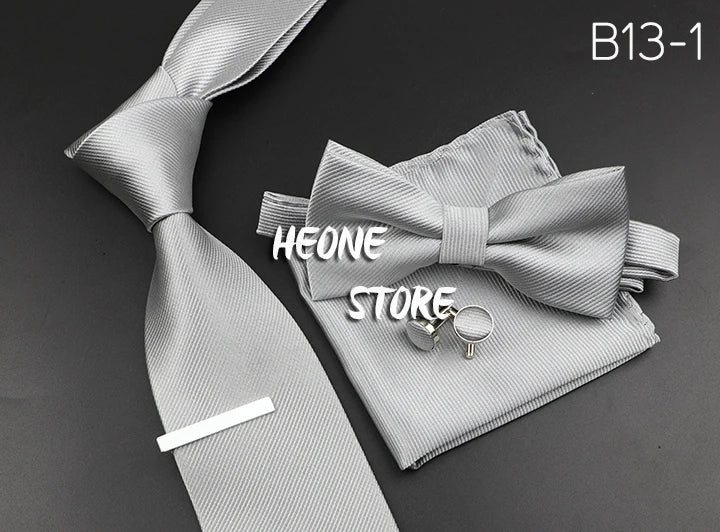 Men's Silk Tie, Bowtie Set Solid Color