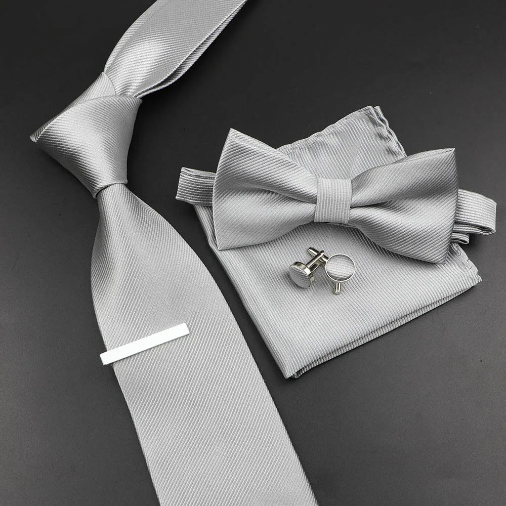 Men's Silk Tie, Bowtie Set Solid Color