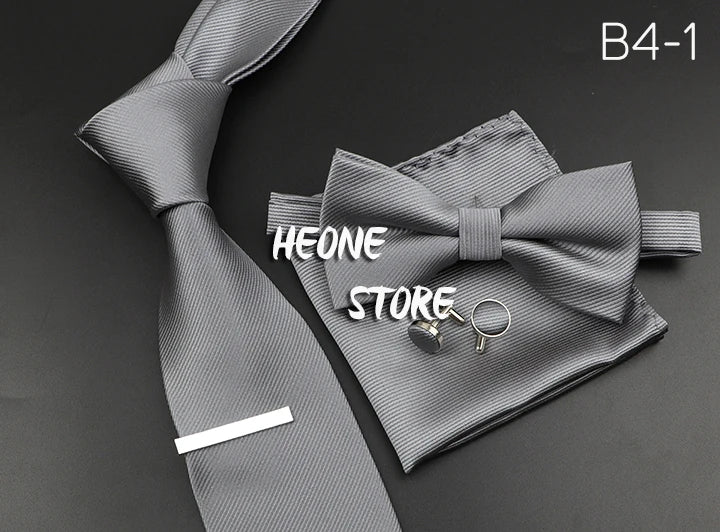 Men's Silk Tie, Bowtie Set Solid Color