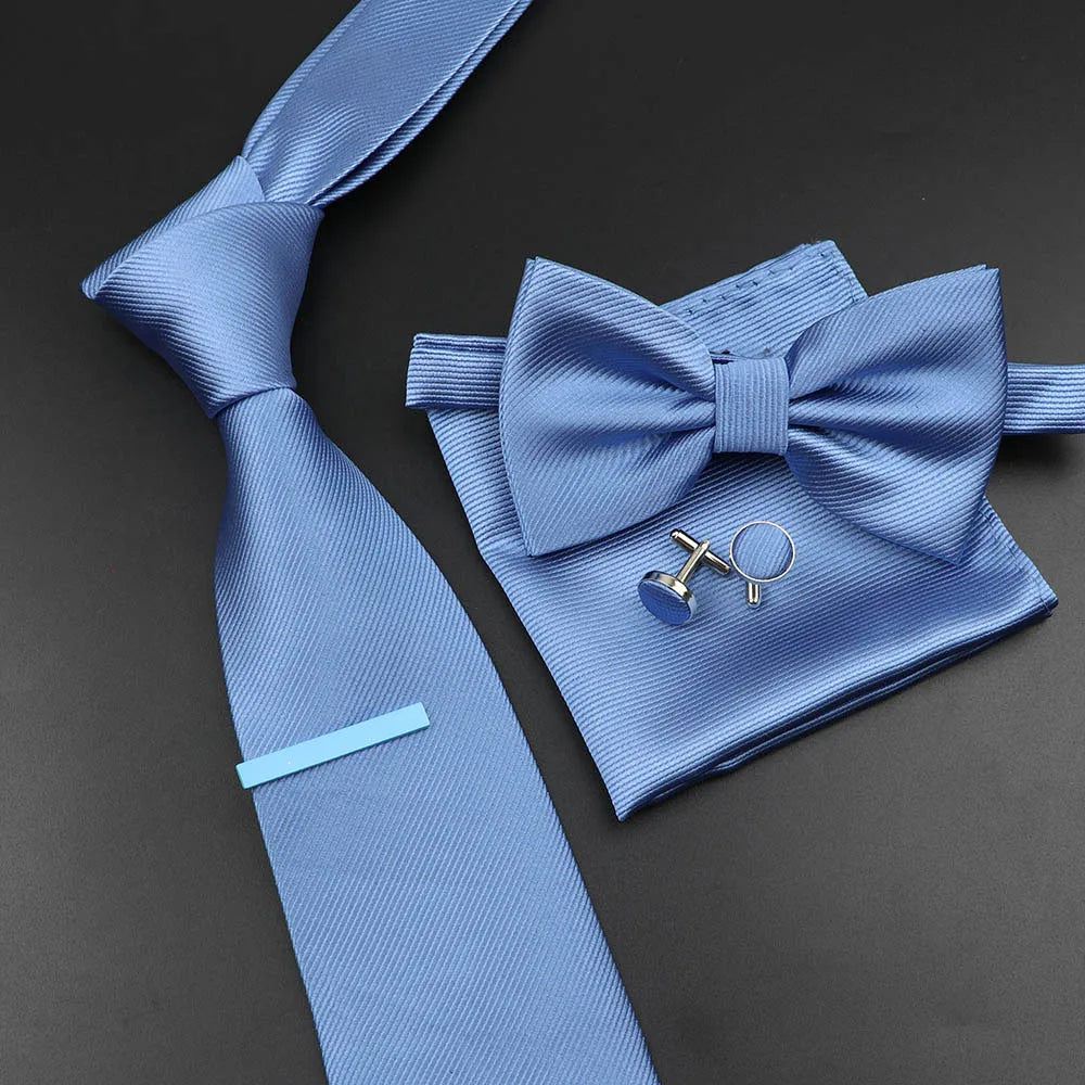 Men's Silk Tie, Bowtie Set Solid Color