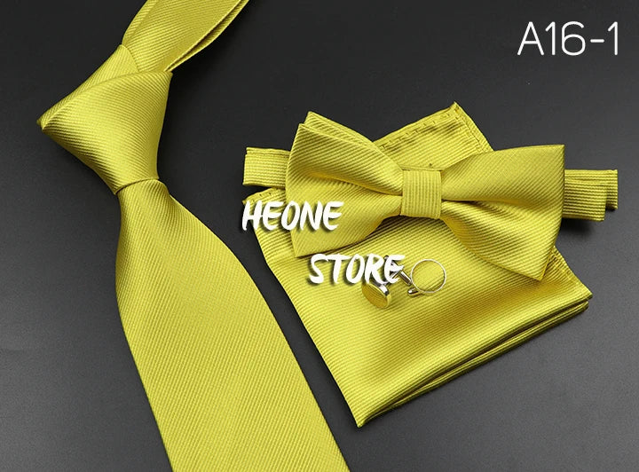 Men's Silk Tie, Bowtie Set Solid Color
