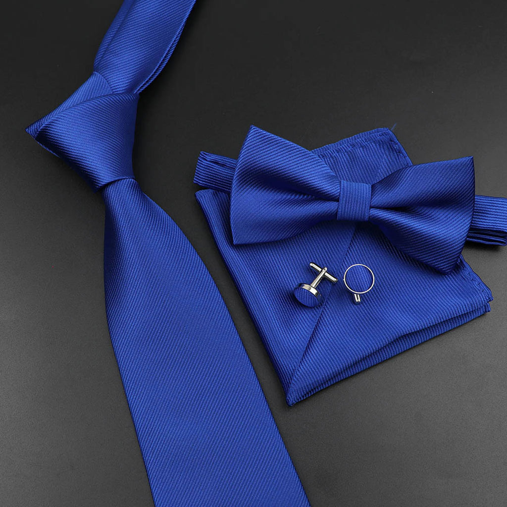 Men's Silk Tie, Bowtie Set Solid Color