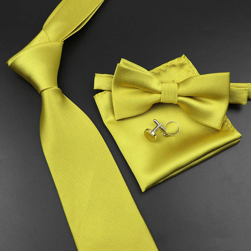 Men's Silk Tie, Bowtie Set Solid Color