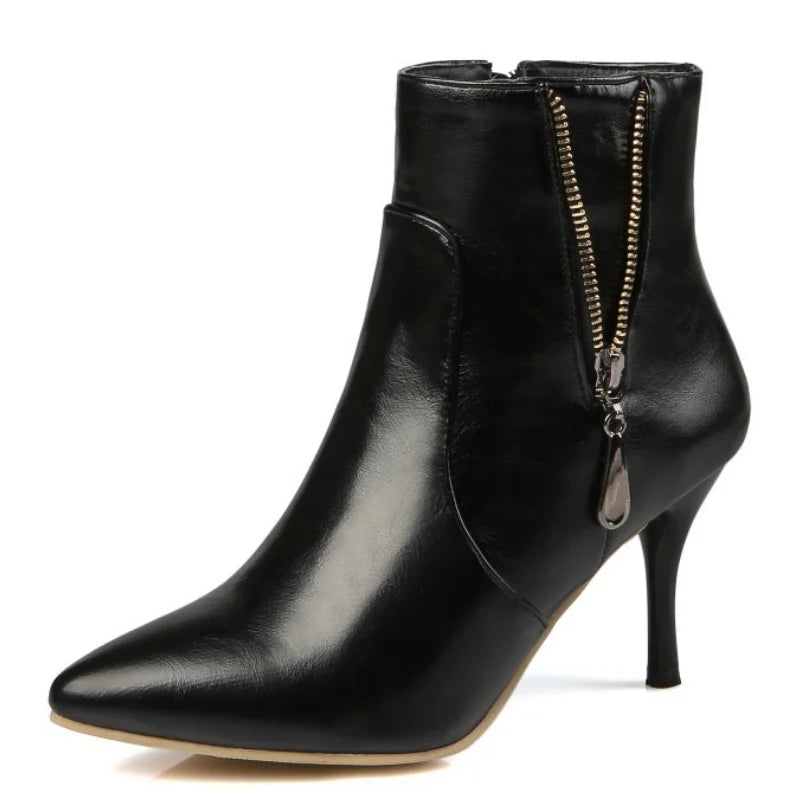 Leather Kitten-Heel Ankle Boots