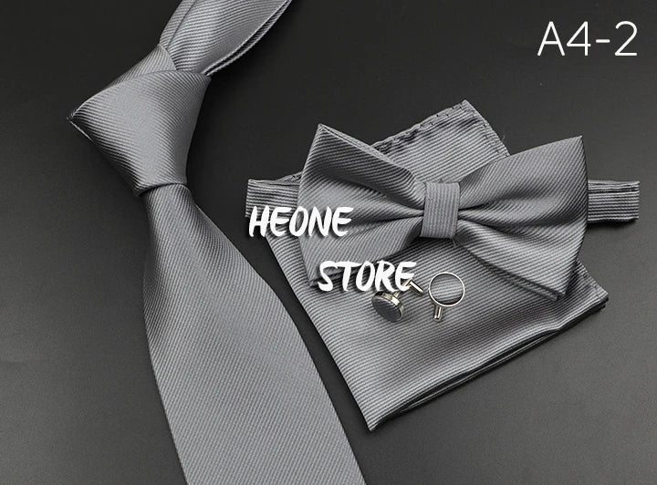 Men's Silk Tie, Bowtie Set Solid Color