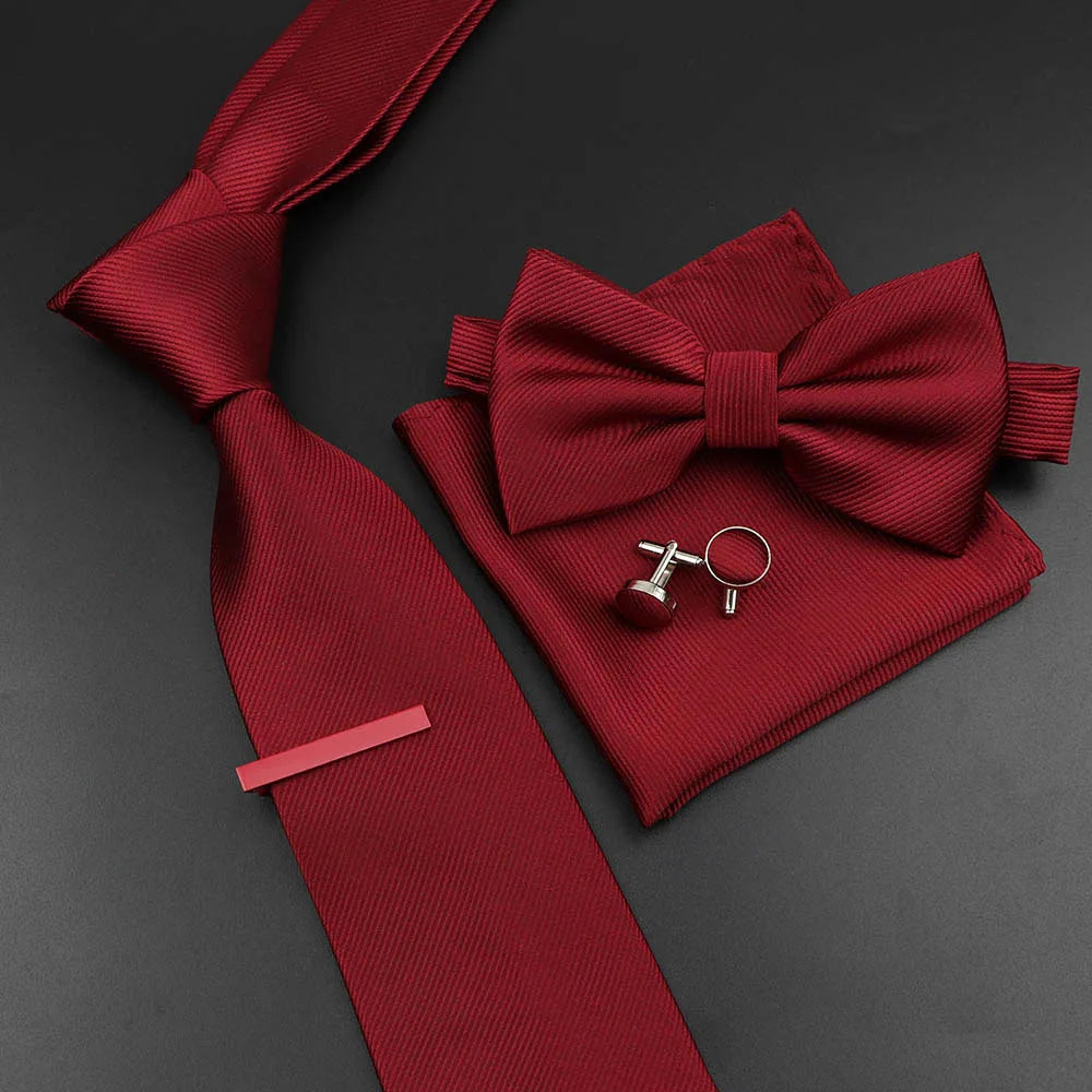 Men's Silk Tie, Bowtie Set Solid Color