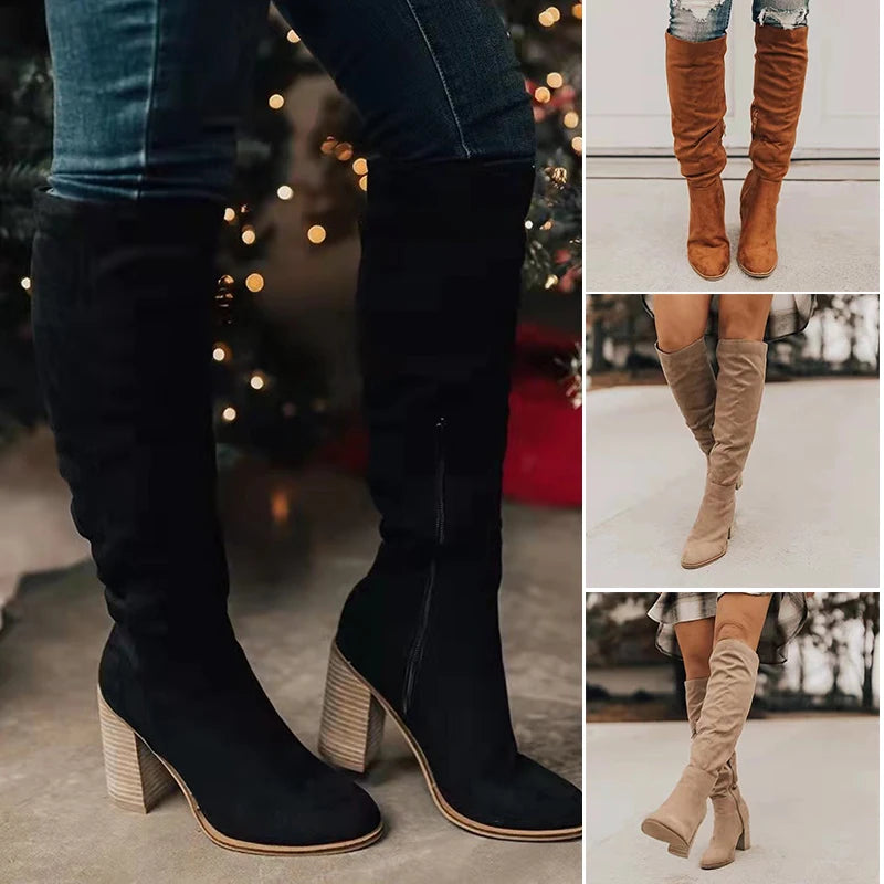 Taupe Suede Tall Boots