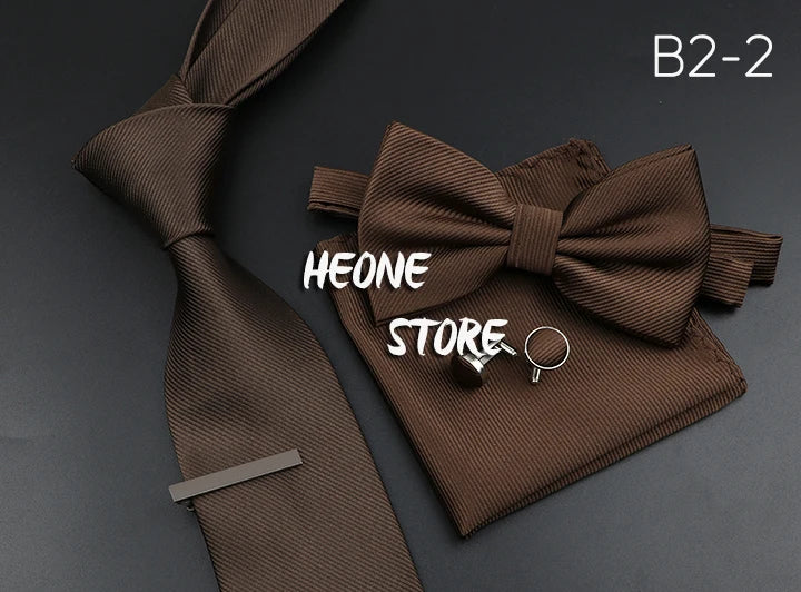 Men's Silk Tie, Bowtie Set Solid Color