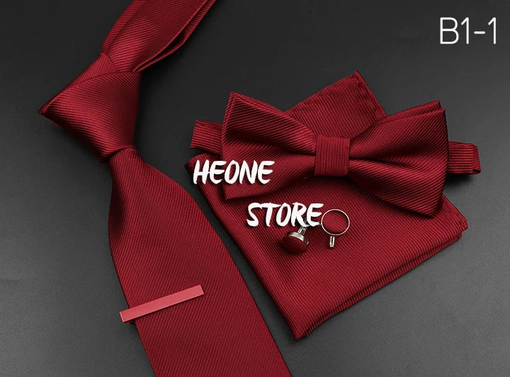 Men's Silk Tie, Bowtie Set Solid Color
