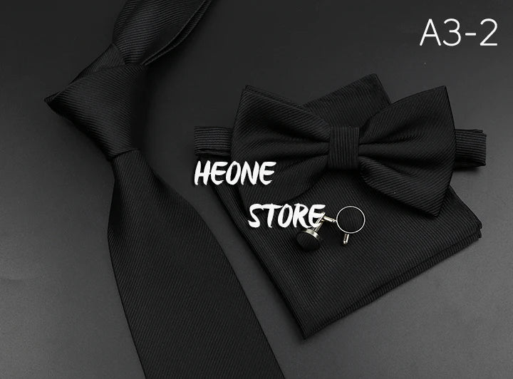 Men's Silk Tie, Bowtie Set Solid Color