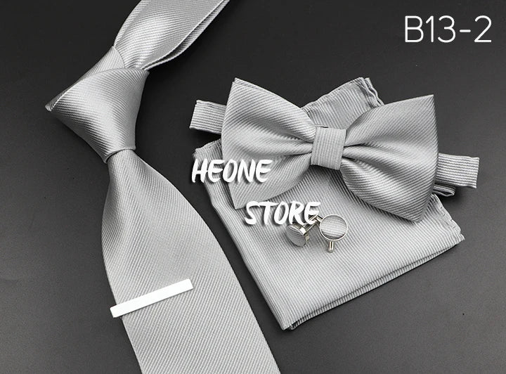 Men's Silk Tie, Bowtie Set Solid Color