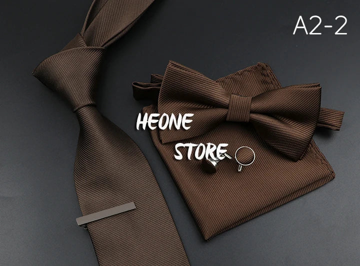 Men's Silk Tie, Bowtie Set Solid Color