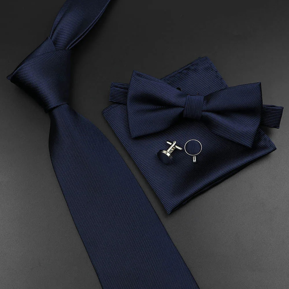 Men's Silk Tie, Bowtie Set Solid Color