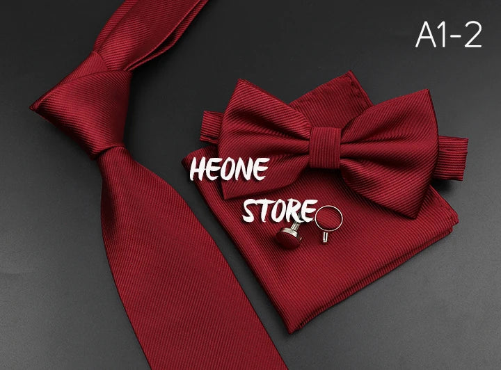 Men's Silk Tie, Bowtie Set Solid Color