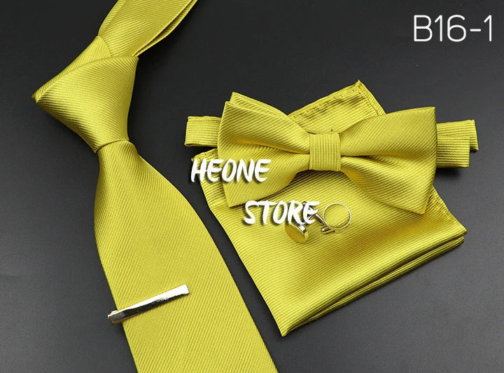 Men's Silk Tie, Bowtie Set Solid Color