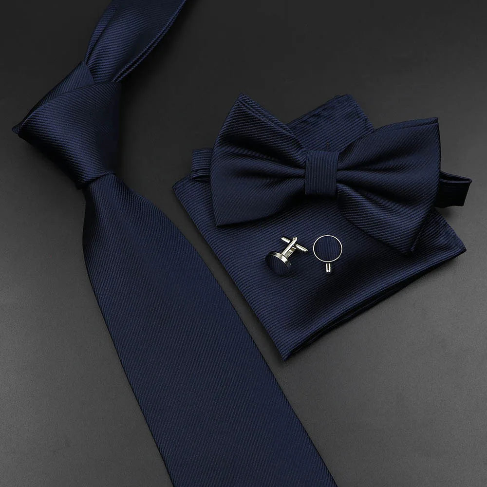 Men's Silk Tie, Bowtie Set Solid Color