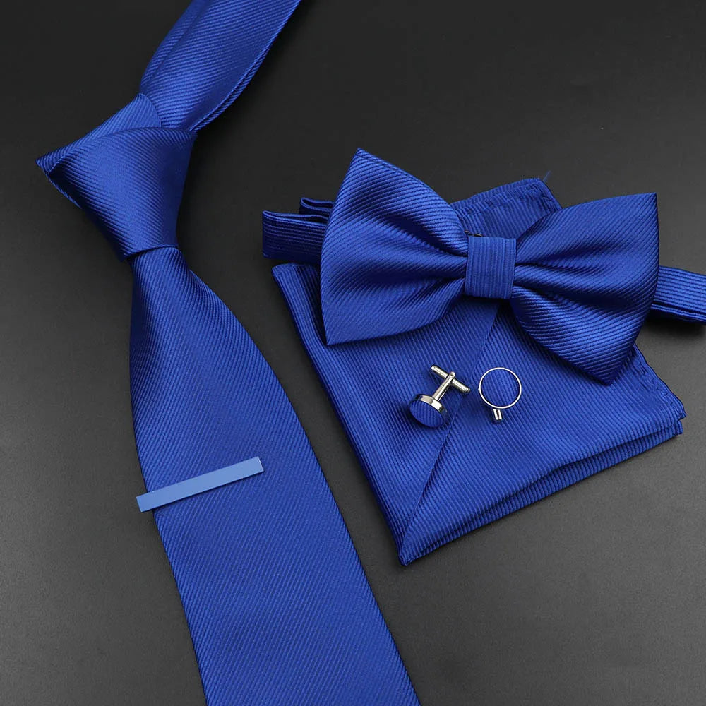 Men's Silk Tie, Bowtie Set Solid Color
