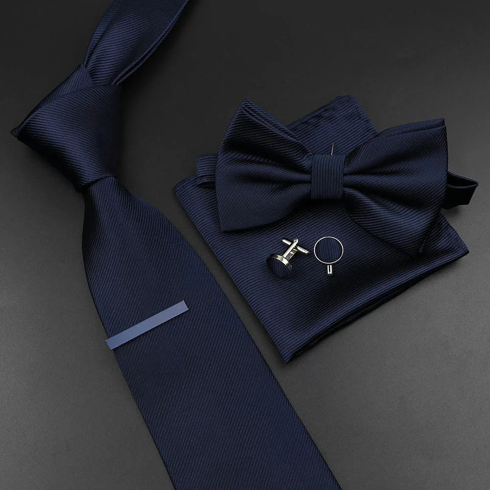 Men's Silk Tie, Bowtie Set Solid Color