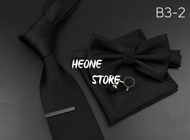 Men's Silk Tie, Bowtie Set Solid Color