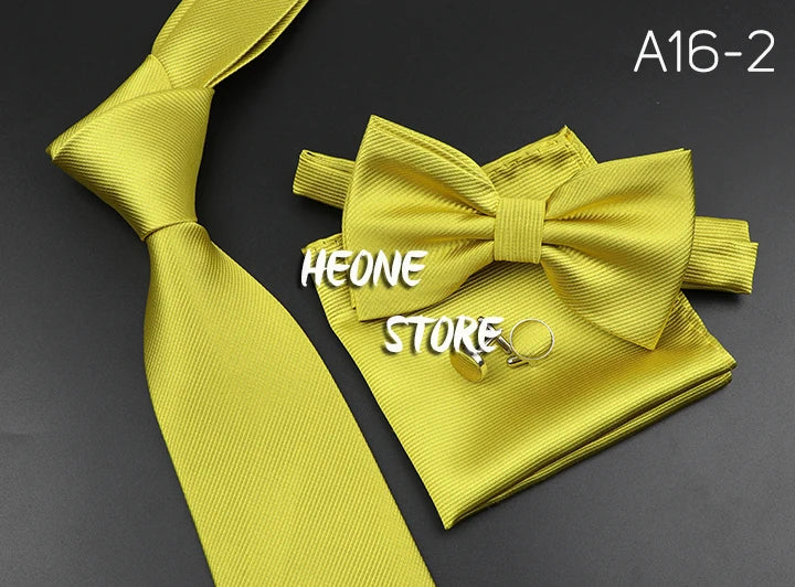 Men's Silk Tie, Bowtie Set Solid Color
