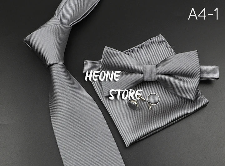 Men's Silk Tie, Bowtie Set Solid Color