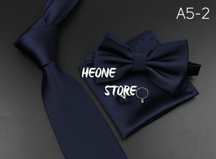 Men's Silk Tie, Bowtie Set Solid Color