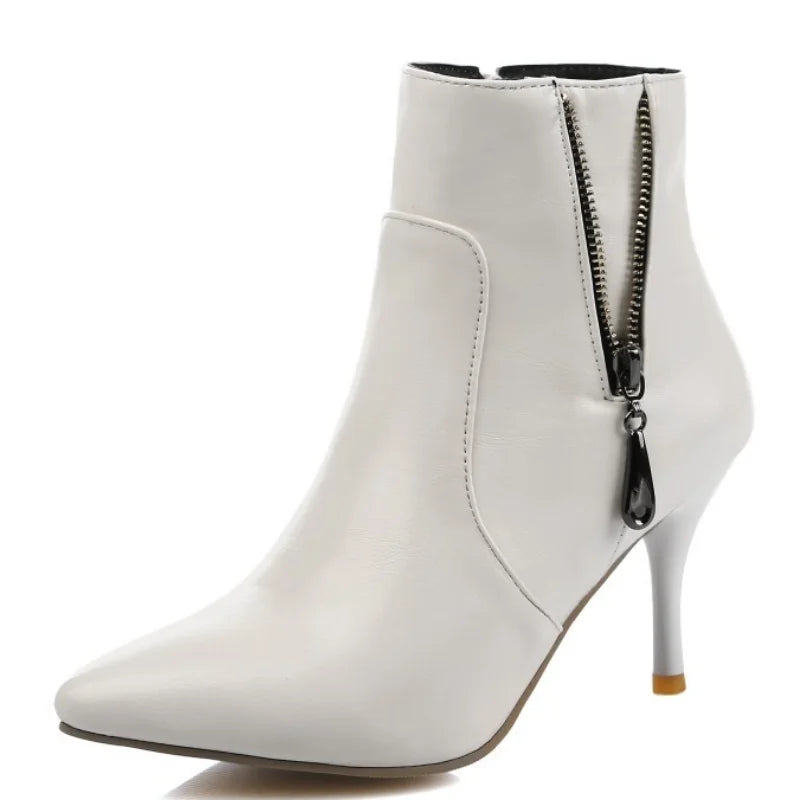 Leather Kitten-Heel Ankle Boots