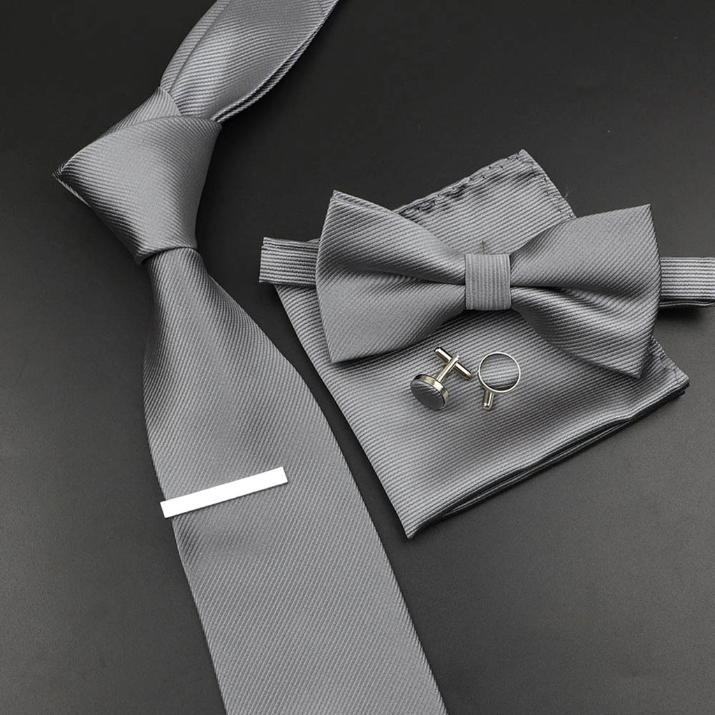 Men's Silk Tie, Bowtie Set Solid Color