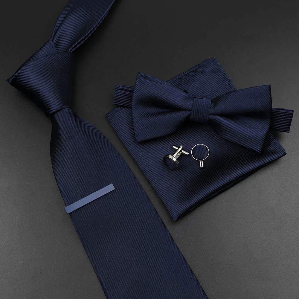 Men's Silk Tie, Bowtie Set Solid Color