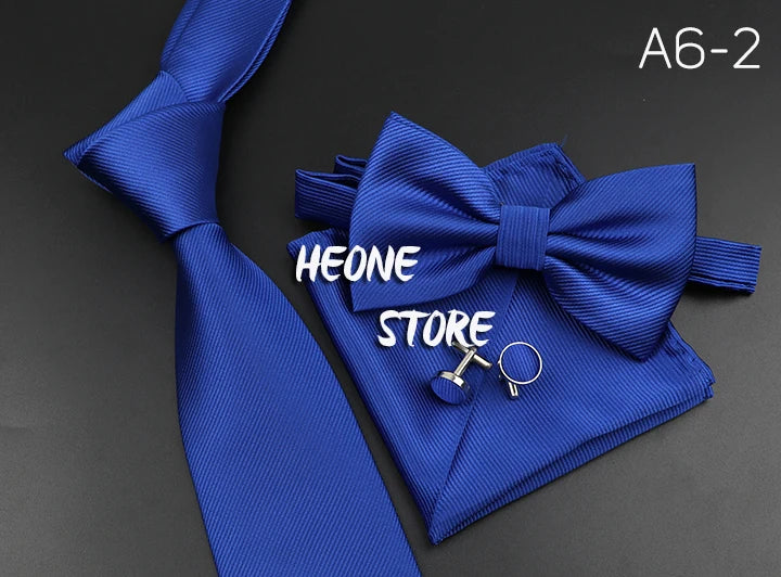 Men's Silk Tie, Bowtie Set Solid Color