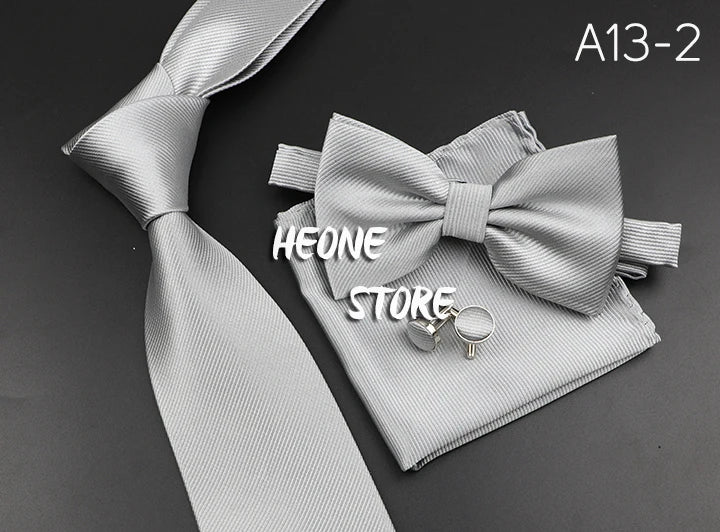 Men's Silk Tie, Bowtie Set Solid Color