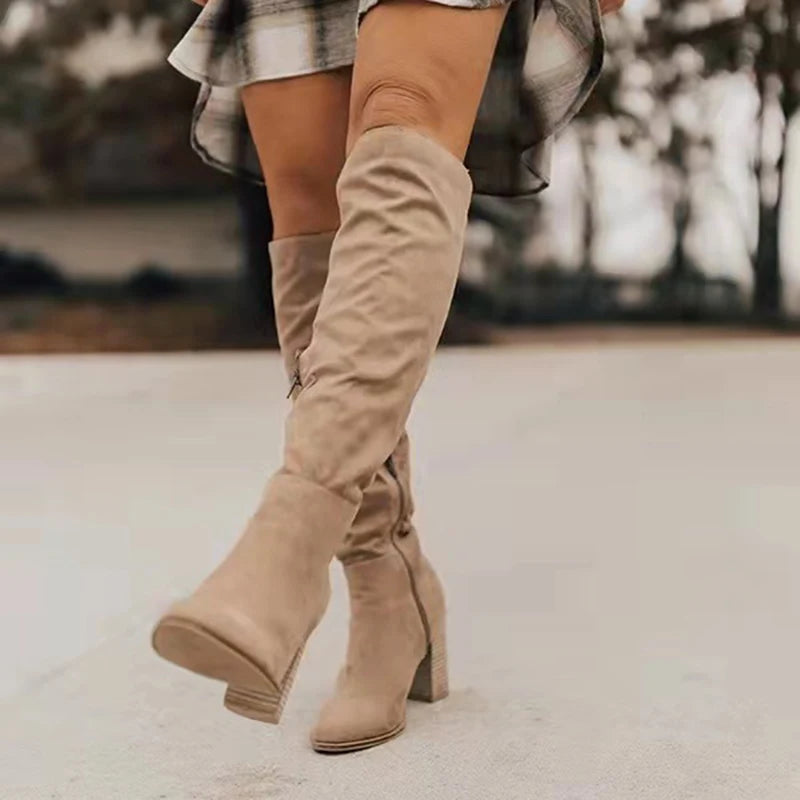 Taupe Suede Tall Boots