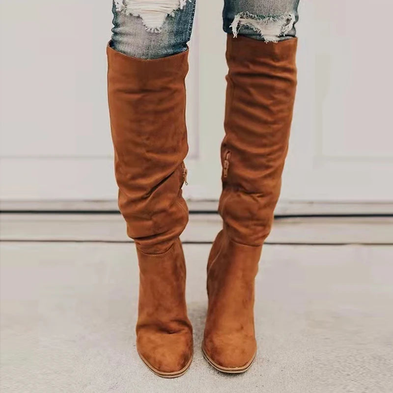 Taupe Suede Tall Boots