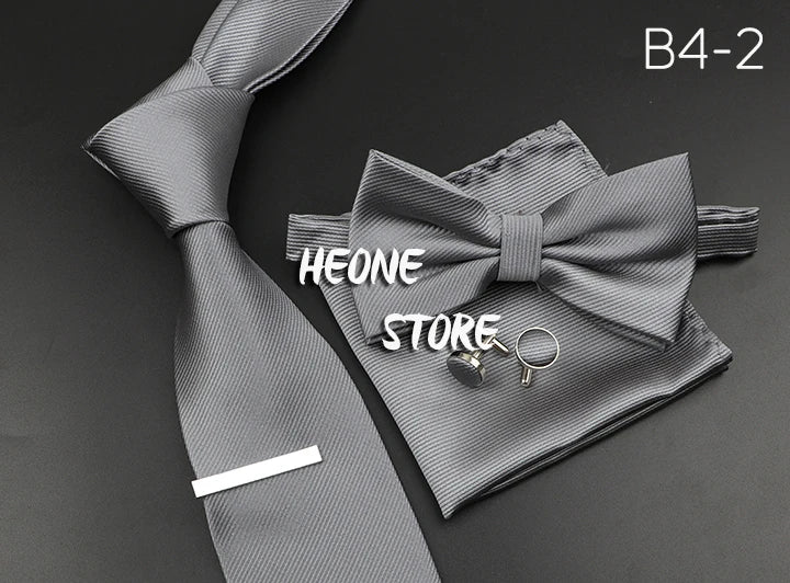 Men's Silk Tie, Bowtie Set Solid Color
