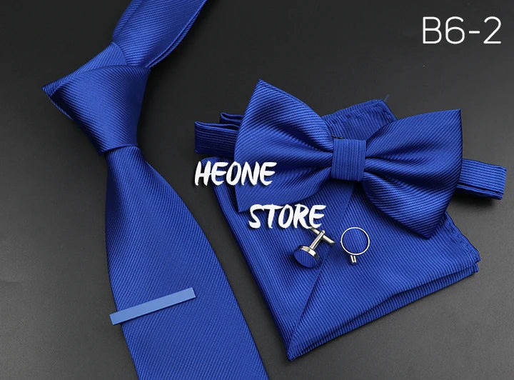 Men's Silk Tie, Bowtie Set Solid Color