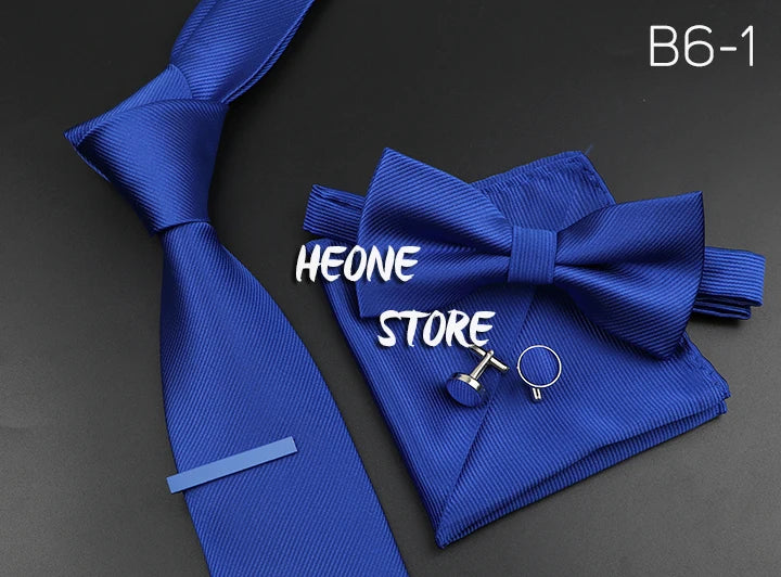 Men's Silk Tie, Bowtie Set Solid Color