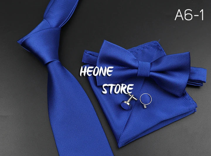 Men's Silk Tie, Bowtie Set Solid Color