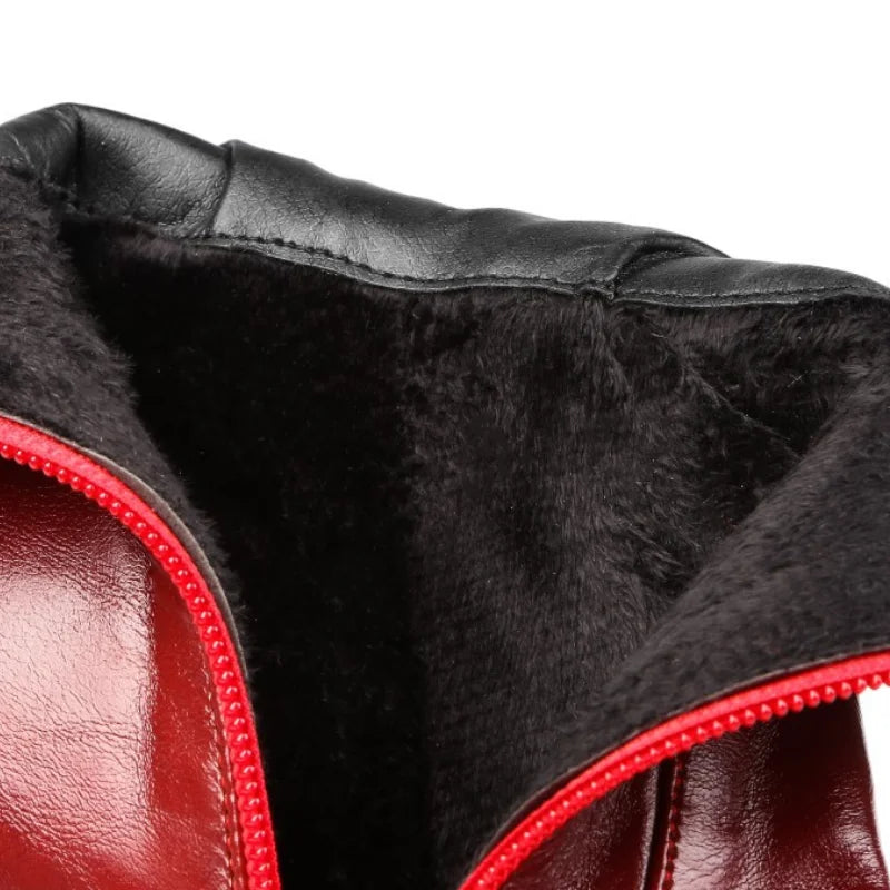 Leather Kitten-Heel Ankle Boots