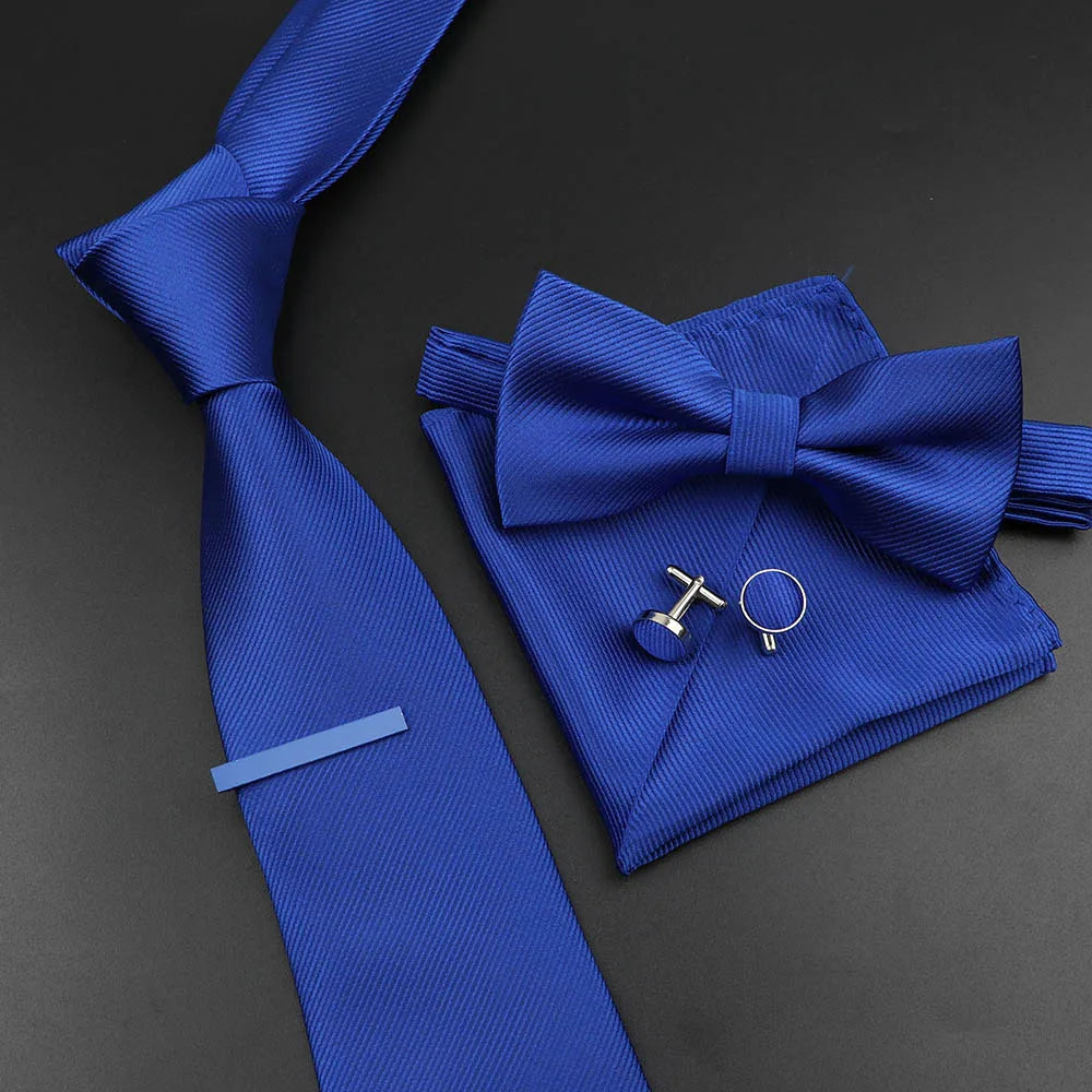 Men's Silk Tie, Bowtie Set Solid Color