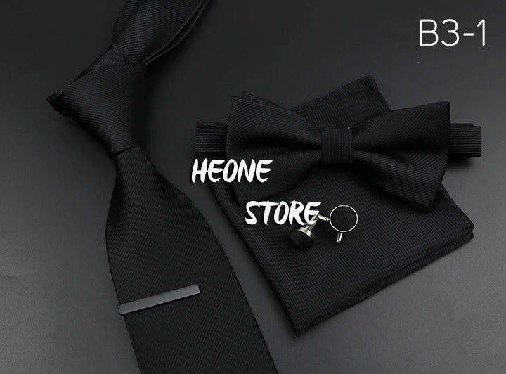 Men's Silk Tie, Bowtie Set Solid Color