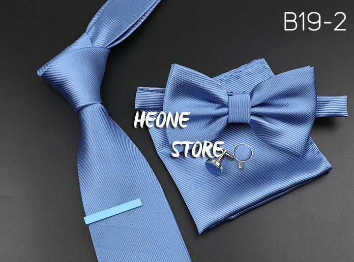 Men's Silk Tie, Bowtie Set Solid Color